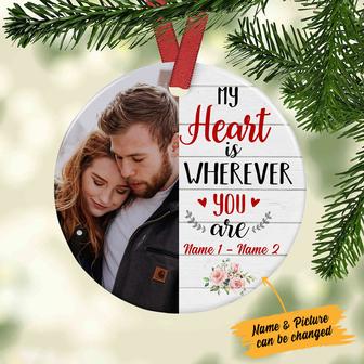 Personalized Couple My Heart Is Circle Ornament NB103 30O34 - Thegiftio UK
