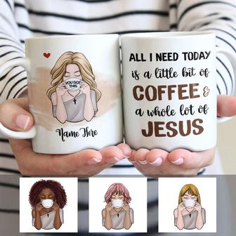 Personalized Coffee Lover And Jesus Girl Drinking Coffee Mug - Thegiftio UK