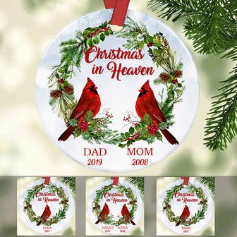 Personalized Parents In Heaven Cardinal Ornament, Memorial Ornament, Sympathy Gift, Christmas In Heaven Memorial Mom Dad Ornament - Thegiftio