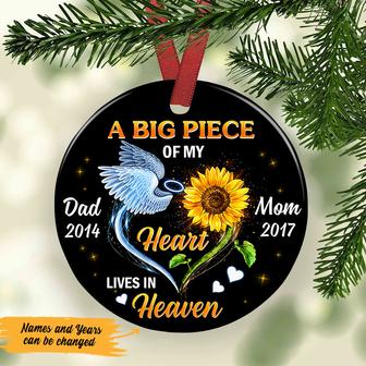 Personalized Memorial Ornament, Loss Of A Loved One Bauble, Remembrance Gift, A Big Piece Of My Heart Memorial Mom Dad Ornament - Thegiftio UK