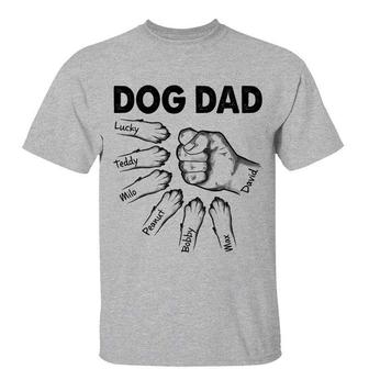 Dog Dad Simple Hand And Paws Custom T-Shirt - Gift for Dad - Thegiftio UK
