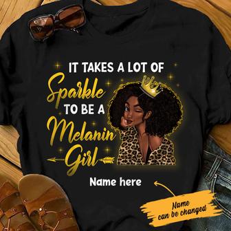 Personalized BWA Melanin Girl Sparkle T Shirt - Thegiftio UK