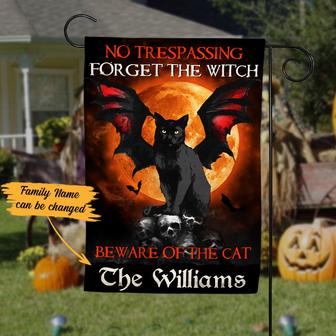 Personalized Witch Black Cat Halloween Flag for Garden - Thegiftio UK