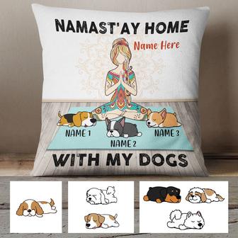 Personalized Yoga Stay Home With Dog Girl Pillow TID - Thegiftio UK
