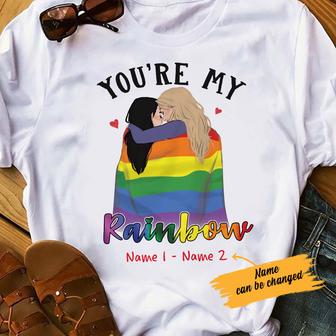 Personalized You Are My Rainbow LGBT Lesbian Love T Shirt - Thegiftio UK