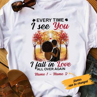 Personalized BWA Couple Fall In Love Again T Shirt - Thegiftio UK