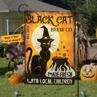 Personalized Black Cat Halloween Garden Flag for Cat Lovers - Thegiftio UK