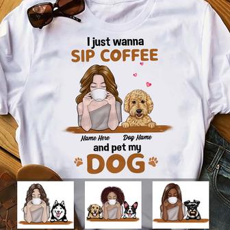 Personalized Dog Mom Sip Coffee T Shirt - Thegiftio UK