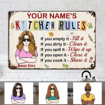 Personalized Cooking Lover Gift Mom's Kitchen Gift, Kitchen Rules Metal Sign - Thegiftio UK