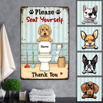 Personalized Dog Bathroom Seat Yourself Metal Sign - Thegiftio UK