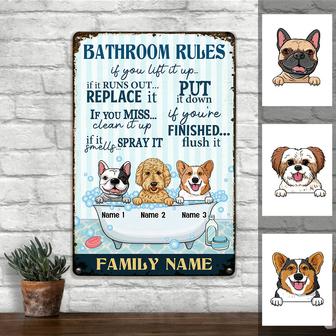 Personalized Dog Bathroom Rules Metal Sign - Thegiftio UK