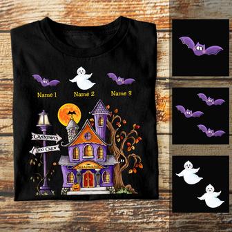 Personalized Fall Halloween Grandma Boo Crew T Shirt - Thegiftio UK