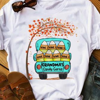Personalized Mom Grandma Fall Halloween Candy Corn T Shirt - Thegiftio UK
