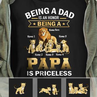Personalized Dad Grandpa Lion T Shirt - Thegiftio UK