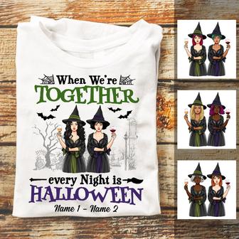 Personalized Witch Friends Sisters Fall Halloween T Shirt - Thegiftio UK