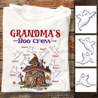 Personalized Fall Halloween Grandma Boo Crew T Shirt - Thegiftio UK
