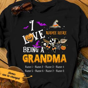 Personalized Fall Halloween Mom Grandma T Shirt - Thegiftio UK