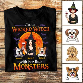 Personalized Fall Halloween Witch Dog Mom T Shirt - Thegiftio UK