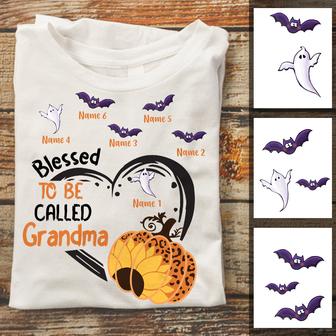 Personalized Fall Halloween Grandma T Shirt - Thegiftio UK