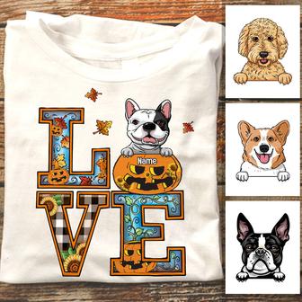 Personalized Dog Love Fall Halloween T Shirt - Thegiftio UK
