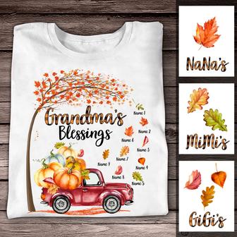 Personalized Fall Halloween Grandma Blessings T Shirt - Thegiftio UK