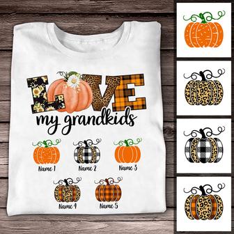 Personalized Grandma Grandkids Fall Halloween T Shirt - Thegiftio UK