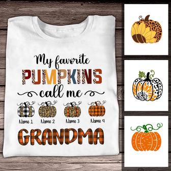 Personalized Fall Halloween Grandma Favorite Pumpkins T Shirt - Thegiftio UK