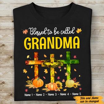 Personalized Mom Grandma Blessed Fall Halloween T Shirt - Thegiftio UK