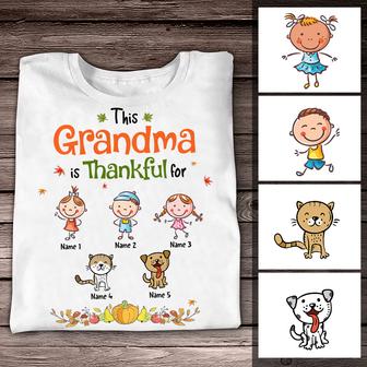Personalized Fall Halloween Grandma Thankful T Shirt - Thegiftio UK