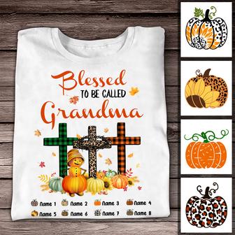 Personalized Grandma Fall Halloween Blessed T Shirt - Thegiftio UK