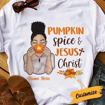 Personalized Jesus Pumpkin Spice Fall Halloween T Shirt - Thegiftio UK