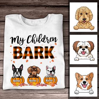 Personalized Fall Halloween My Children Bark T Shirt - Thegiftio UK