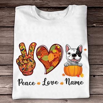 Personalized Peace Love Dog Fall Halloween T Shirt - Thegiftio UK