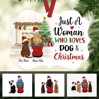 Personalized Girl With Dogs Ornament, Just A Girl Who Loves Dogs And Christmas Benelux Ornament - Thegiftio
