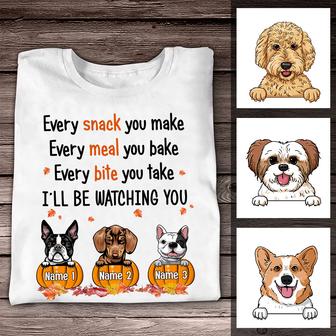 Personalized Fall Halloween Dog Mom Watching T Shirt - Thegiftio UK