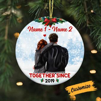 Personalized Christmas Gift For Husband, Wife, Couple Gift, Couple Christmas Circle Ornament - Thegiftio UK