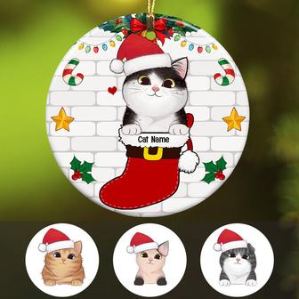 Personalized Cat Christmas Circle Ornament - Thegiftio UK