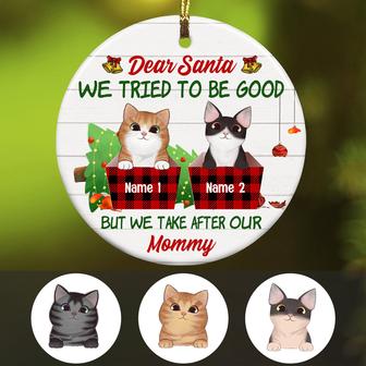 Personalized Cat Christmas Circle Ornament - Thegiftio UK