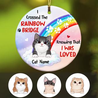 Personalized Christmas Cat Memo Rainbow Circle Ornament - Thegiftio