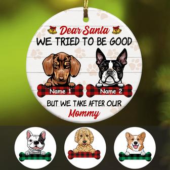 Personalized Santa Dog Christmas Circle Ornament - Thegiftio UK
