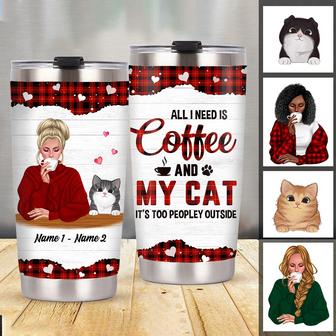 Personalized Love Coffee Cat Mom Steel Tumbler - Thegiftio UK