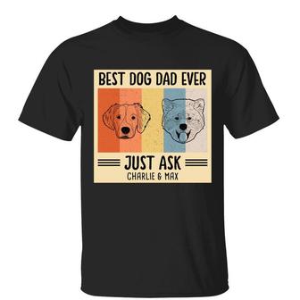 Best Dog Dad Ever Retro Simple Outline Custom T-Shirt - Gift - Thegiftio UK