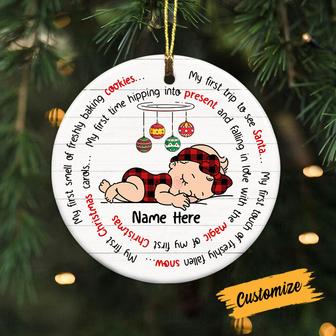 Personalized Baby First Christmas Circle Ornament - Thegiftio UK