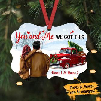 Personalized Christmas Couple Red Truck Benelux Ornament - Thegiftio UK