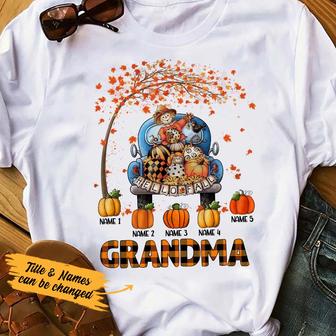 Personalized Mom Grandma Pumpkins Fall Halloween T Shirt - Thegiftio UK