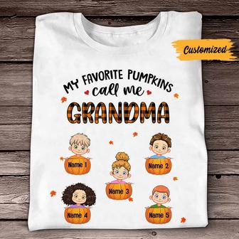 Personalized Pumpkins Grandma Fall Halloween T Shirt - Thegiftio UK