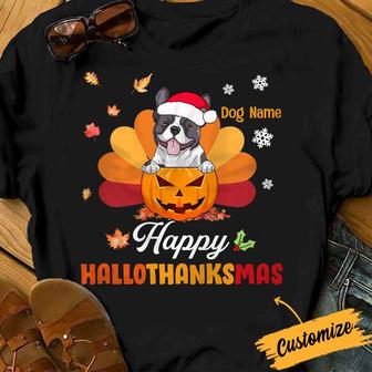 Personalized Dog HalloThanksMas Fall Halloween T Shirt - Thegiftio UK