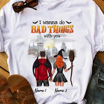 Personalized Fall Halloween Couple T Shirt - Thegiftio UK