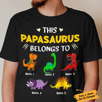 Personalized Grandpa Papasaurus Belongs T Shirt - Thegiftio UK