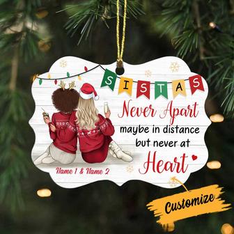 Personalized Christmas Friends Sistas Never Apart Long Distance Benelux Ornament - Thegiftio UK